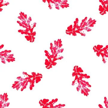 Ink messy drops leaves vector illustration. Autumn seamless pattern. Print fo Stock Illustration