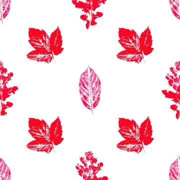 Ink messy drops leaves vector illustration. Autumn seamless pattern. Print fo Illustrazione stock