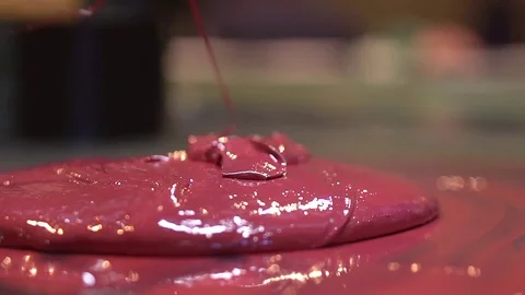 Ink Mixing - Red Ink Stock Footage 76863378