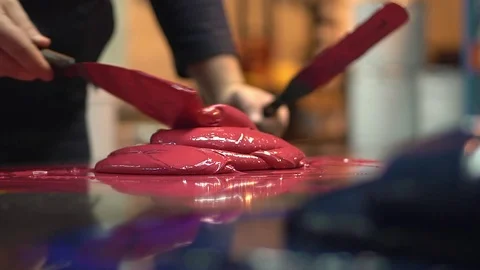 Ink Mixing - Red Ink Stock Footage 76863382