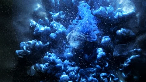 Ink motion mysterious cloud blue glitter flow Vidéo 113879550