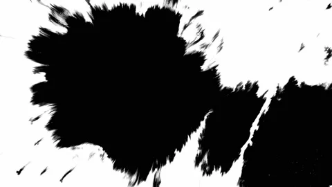 Ink Movement Black Splatters on White for Video Transitions. Abstract Art Black Stock Footage 236349975
