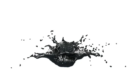 Ink Oil Splash with droplets on withe background. 3d Illustration. Video stock 152528714