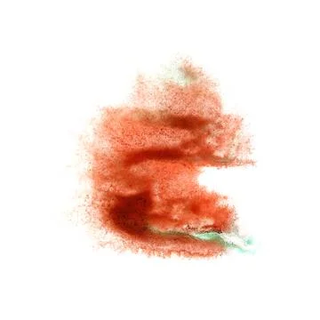 Ink orange blot splatter background isolated on white hand paint Stock Illustration