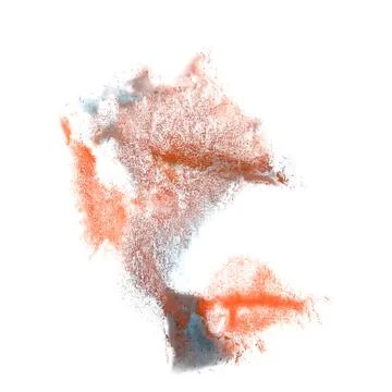 Ink orange, blue blot splatter background isolated on white hand Stock Illustration