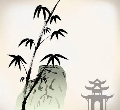 Ink painted bamboo Stock Illustration