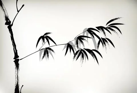 Ink painted bamboo Stock Illustration