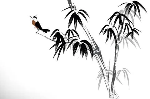 Ink painted bamboo Stock Illustration