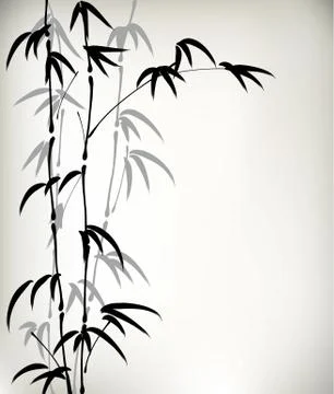 Ink painted bamboo 스톡 일러스트