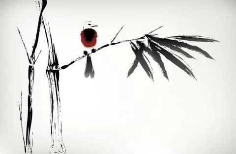 Ink painted bamboo Stock Illustration