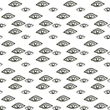Ink pattern with eyes and eyelashes. Ink illustration. Ornament for wrapping  Stock Illustration