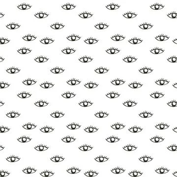 Ink pattern with eyes and eyelashes. Ink illustration. Ornament for wrapping  Stock Illustration