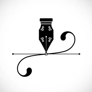 Ink Pen Anchor Point With Handles or Bezier Curve Concept Vector Icon Illustration