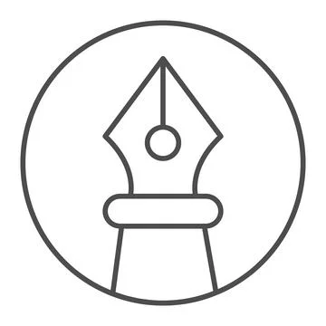 Ink Pen in circle thin line icon, online education concept, Fountain pen sign on Ilustración de archivo