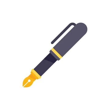 Ink pen icon flat vector. Text write Illustrazione stock