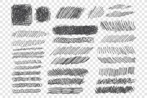 Ink pen scribble vector illustrations set Ilustración de archivo