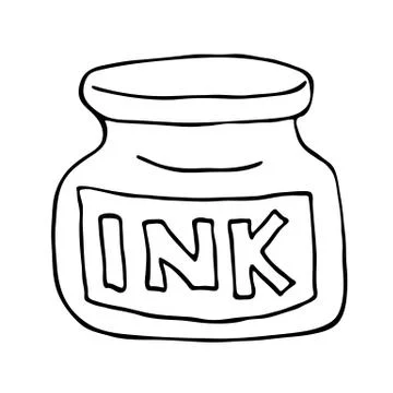 Ink pot icon. Outlined Stock Illustration