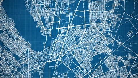 Ink reveal of San Nicolás de los Garza city, Mexico (México), grid map. Vidéo 346799689
