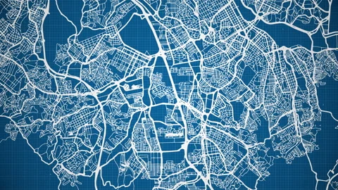 Ink reveal of São Bernardo do Campo city, Brasil (Brazil), grid map. Stock Footage 346299913