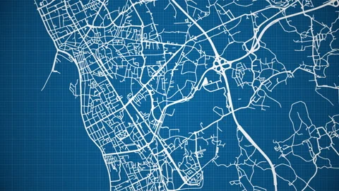 Ink reveal of Vila do Conde city, Portugal, grid map. Stock Footage 345276743