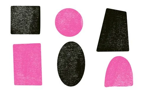 Ink rolled geometric shapes with noise set. Text boxes grainy textured frames イラスト素材