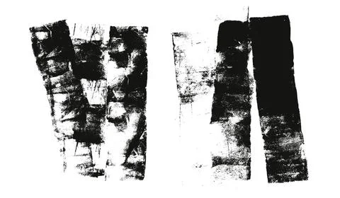 Ink roller brush streak texture. Grunge paint stripes print. Brayer black merged Stock Illustration