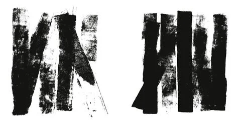 Ink roller brush strokes texture. Grunge paint stripes print. Brayer black Stock Illustration