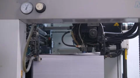 Ink rollers rotating inside offset printing press ink system Stock Footage 321540003