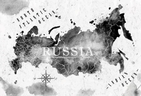 Ink Russia map Stock Illustration