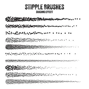 Ink scatter brush, stipple drawing and texturing. Fading gradient. Stippling Ilustración de archivo