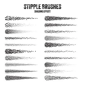 Ink scatter brush, stipple drawing and texturing. Fading gradient. Stippling Ilustración de archivo