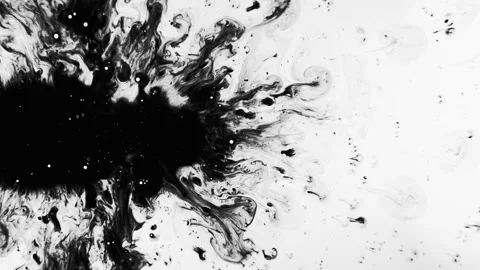 Ink shot black mist spreading white background Stock Footage 134464128