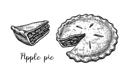 Ink sketch of apple pie Stock Illustration