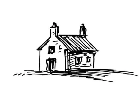 Ink sketch of barn Stock Illustration