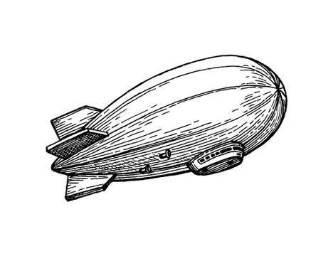 Ink sketch of blimp Stock Illustration