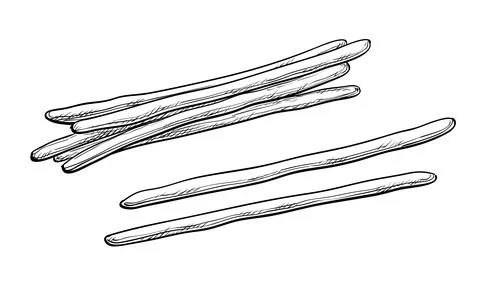 Ink sketch of bread sticks. Stock Illustration