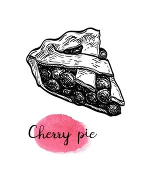 Ink sketch of cherry pie. Stock Illustration