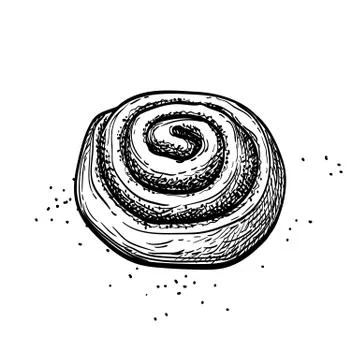 Ink sketch of cinnamon roll Illustrazione stock