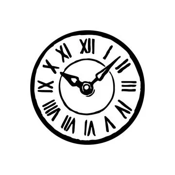 Ink sketch of clock dial face. Stock Illustration