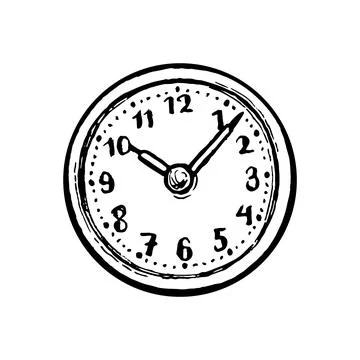 Ink sketch of clock dial face. Stock Illustration