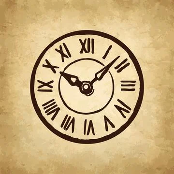 Ink sketch of clock dial face. Stock Illustration