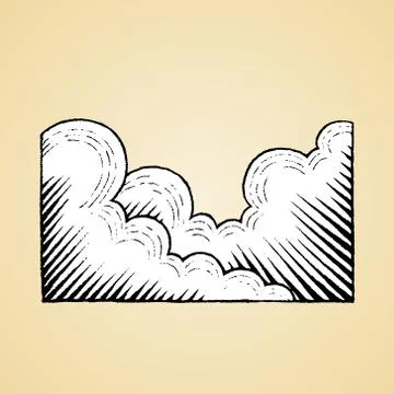 Ink Sketch of Clouds with White Fill Stock Illustration