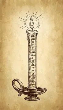 Ink sketch of fire clock. Stock Illustration