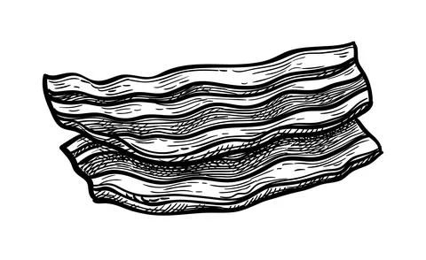 Ink sketch of fried bacon. Stock Illustration