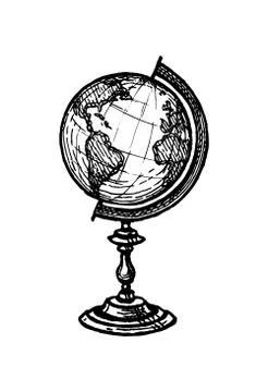 Ink sketch of globe Stock Illustration