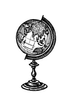 Ink sketch of globe Stock Illustration
