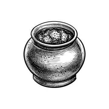 Ink sketch of jam jar. Stock Illustration
