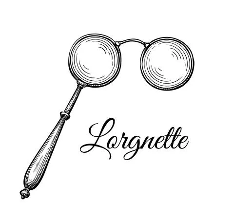 Ink sketch of lorgnette. Stock Illustration