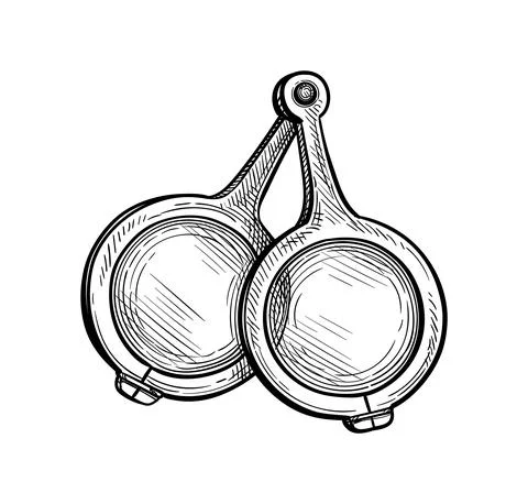 Ink sketch of medieval spectacles. Stock Illustration
