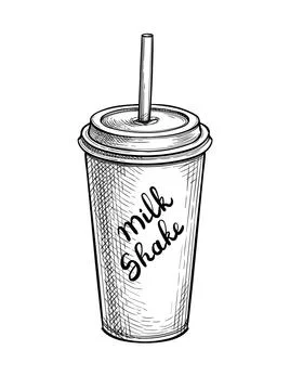 Ink sketch of milkshake. Stock Illustration